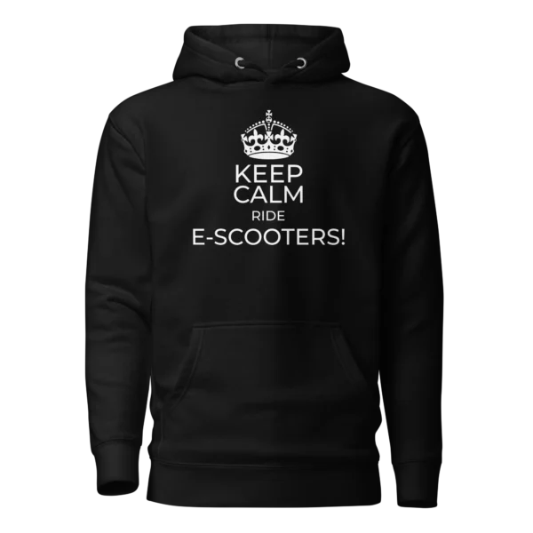E-Scooter Graphic Hoodie: Keep Calm Ride E-Scooters (Black)