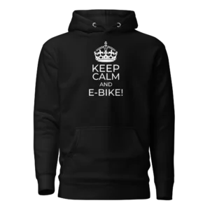 E-Bike Graphic Hoodie: Keep Calm And E-Bike (Black)