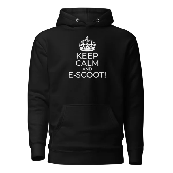 E-Scooter Graphic Hoodie: Keep Calm And E-Scoot (Black)