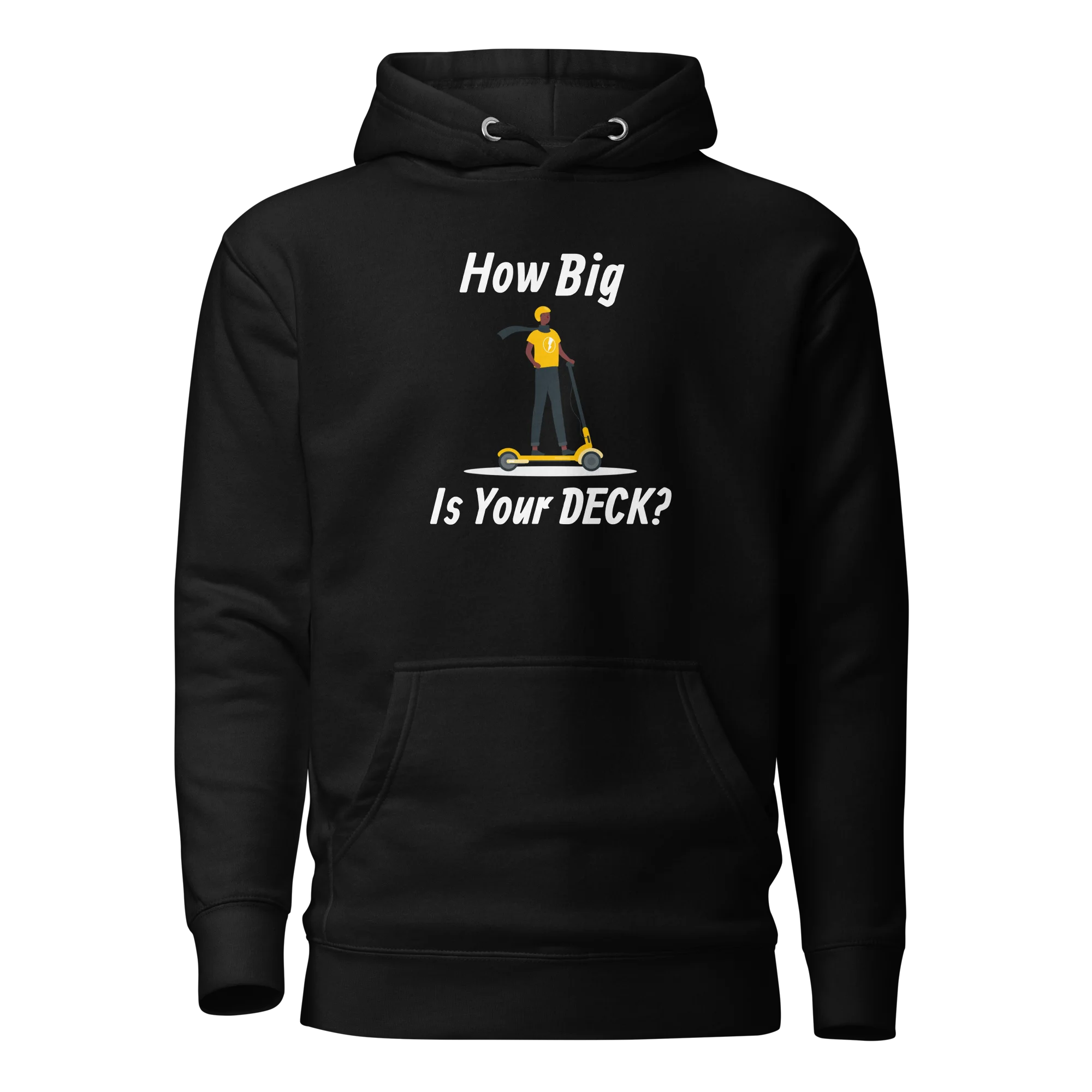 E-Scooter Graphic Hoodie: How Big Is Your Deck? (Black)