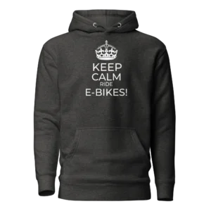 E-Bike Graphic Hoodie: Keep Calm Ride E-Bikes (Charcoal)
