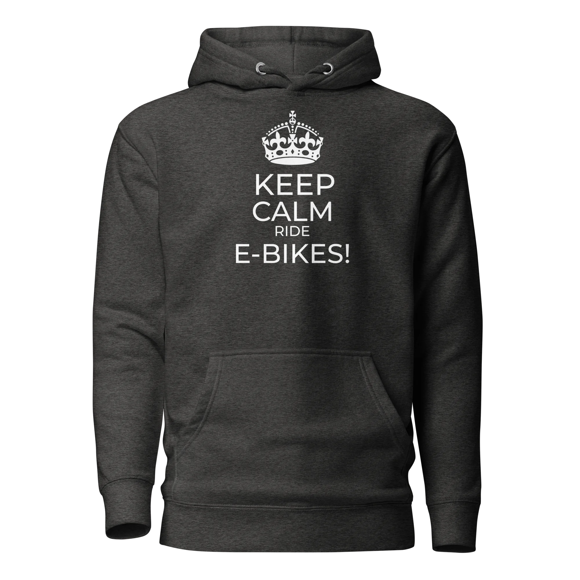 E-Bike Graphic Hoodie: Keep Calm Ride E-Bikes (Charcoal)
