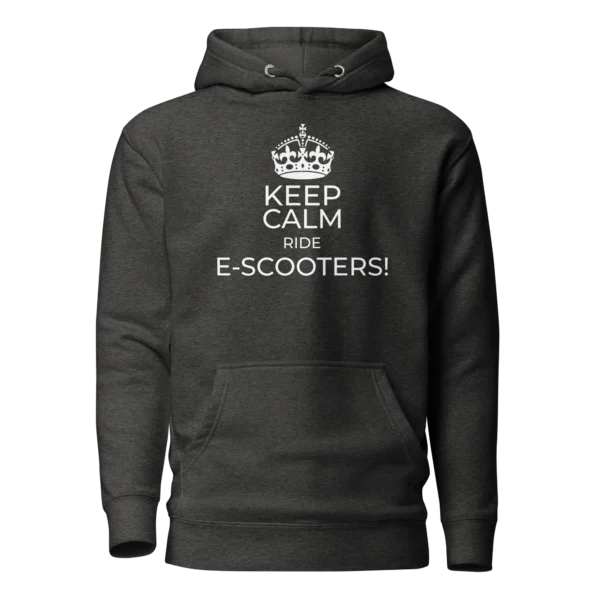 E-Scooter Graphic Hoodie: Keep Calm Ride E-Scooters (Charcoal)