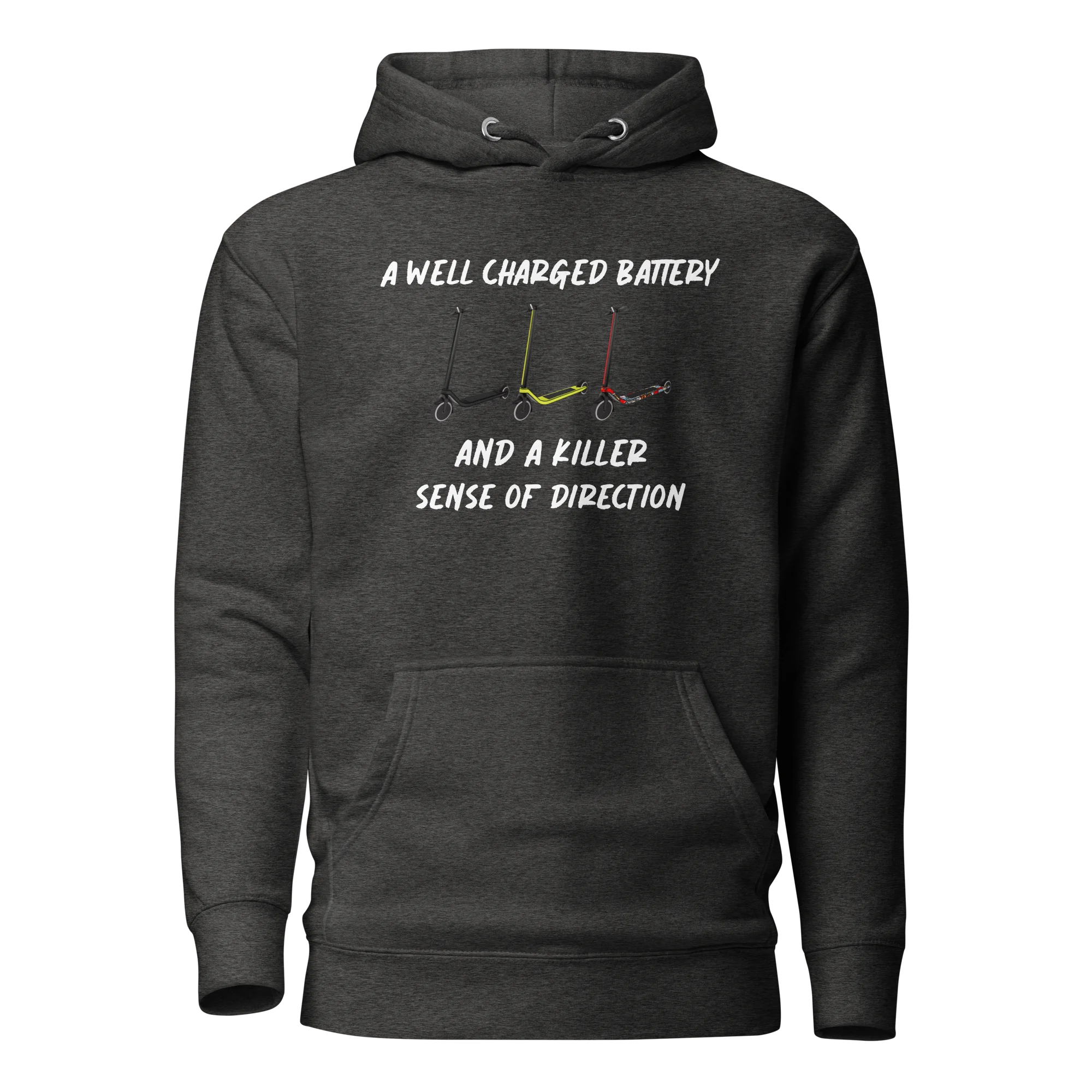 E-Scooter Graphic Hoodie: Killer Sense Of Direction (Charcoal)