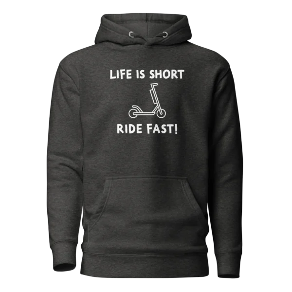 E-Scooter Graphic Hoodie: Life Is Short, Ride Fast (Charcoal)