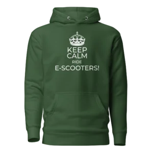 E-Scooter Graphic Hoodie: Keep Calm Ride E-Scooters (Forrest Green)