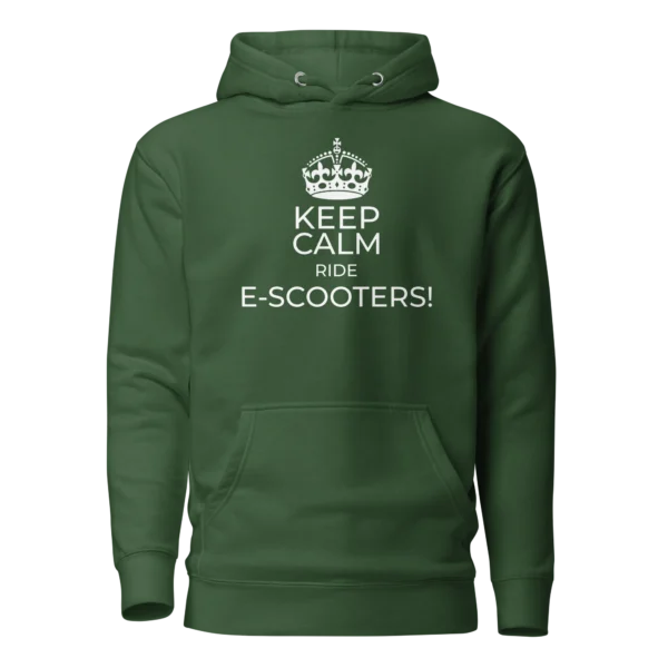 E-Scooter Graphic Hoodie: Keep Calm Ride E-Scooters (Forrest Green)