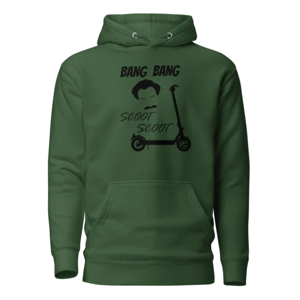 E-Scooter Graphic Hoodie: BAND BANG SCOOT SCOOT (Forrest Green)
