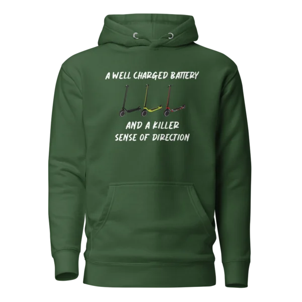 E-Scooter Graphic Hoodie: Killer Sense Of Direction (Forrest Green)