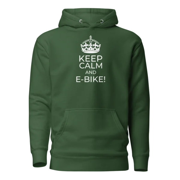 E-Bike Graphic Hoodie: Keep Calm And E-Bike (Forrest Green)