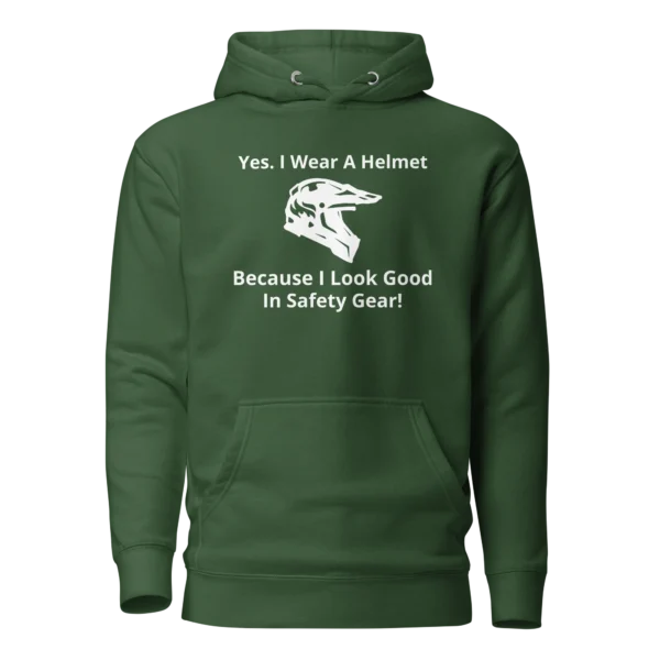 E-Scooter Graphic Hoodie: I Look Good In Safety Gear (Forrest Green)