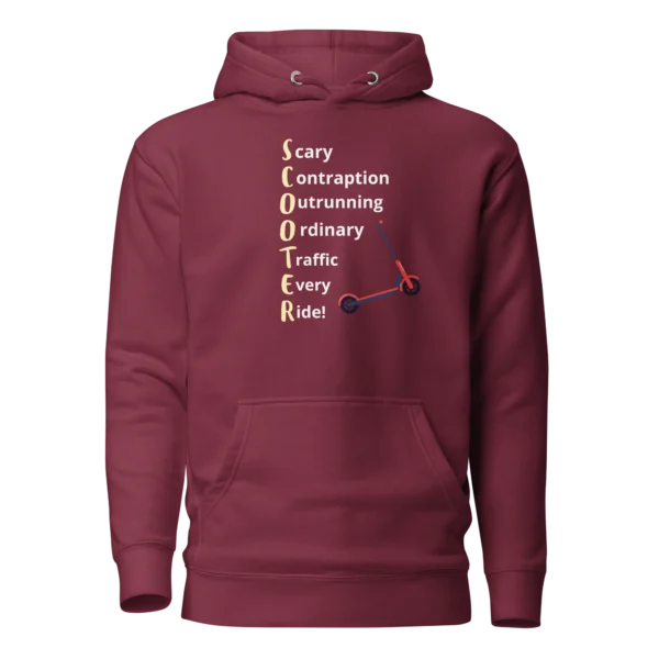 E-Scooter Graphic Hoodie: SCOOTER Acronym (Maroon)