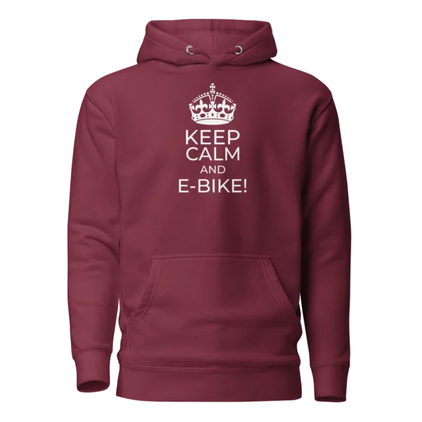 E-Bike Graphic Hoodie: Keep Calm And E-Bike (Maroon)