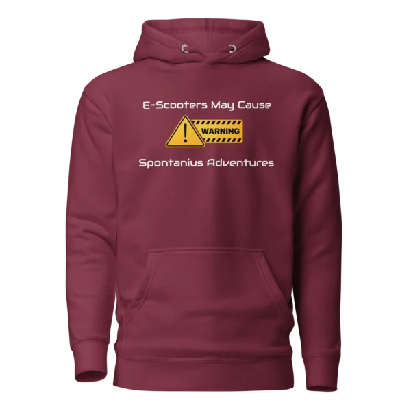 E-Scooter Graphic Hoodie: Warning, May Cause Spontaneous Adventures (Maroon)
