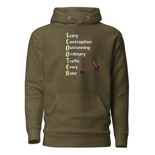 E-Scooter Graphic Hoodie: SCOOTER Acronym (Military Green)