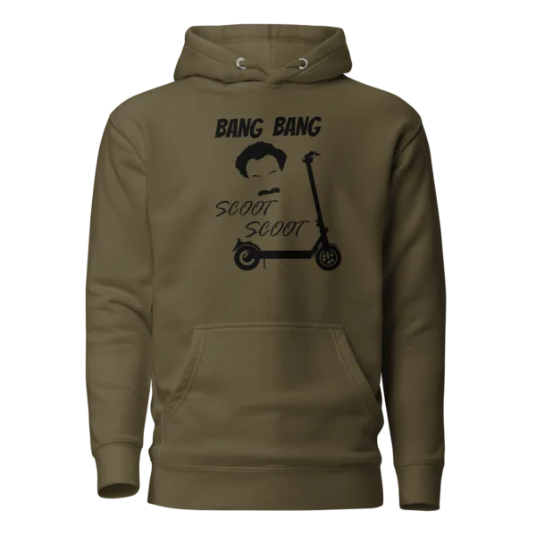 E-Scooter Graphic Hoodie: BAND BANG SCOOT SCOOT (Military Green)