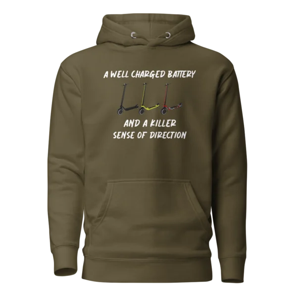 E-Scooter Graphic Hoodie: Killer Sense Of Direction (Military Green)