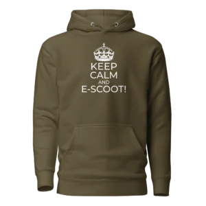 E-Scooter Graphic Hoodie: Keep Calm And E-Scoot (Military Green)