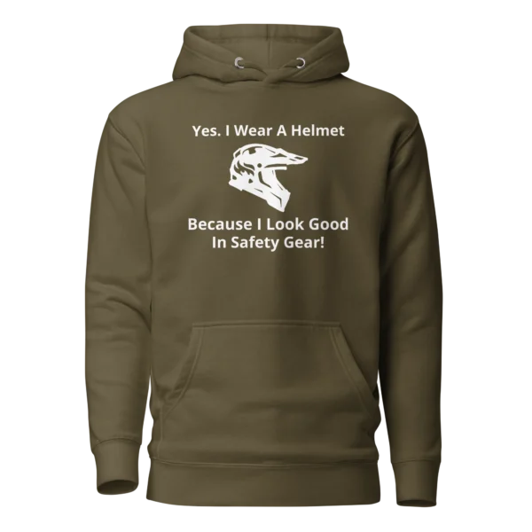 E-Scooter Graphic Hoodie: I Look Good In Safety Gear (Military Green)