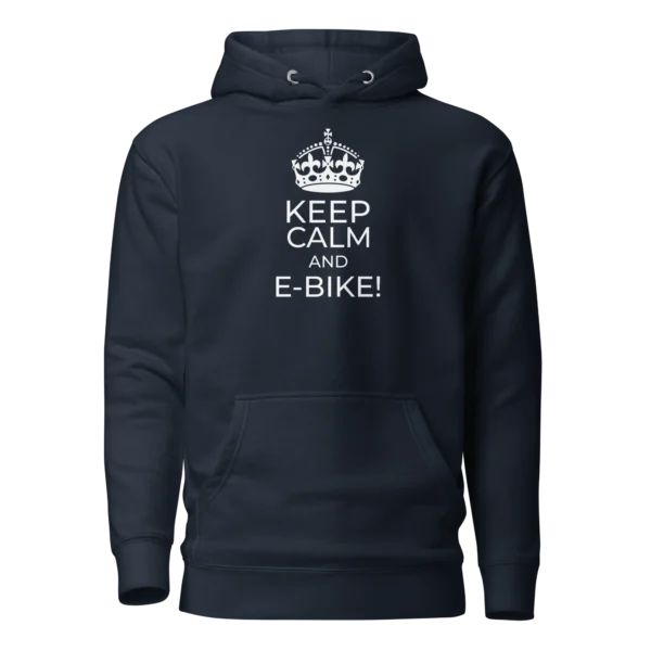 E-Bike Graphic Hoodie: Keep Calm And E-Bike (Navy Blue)