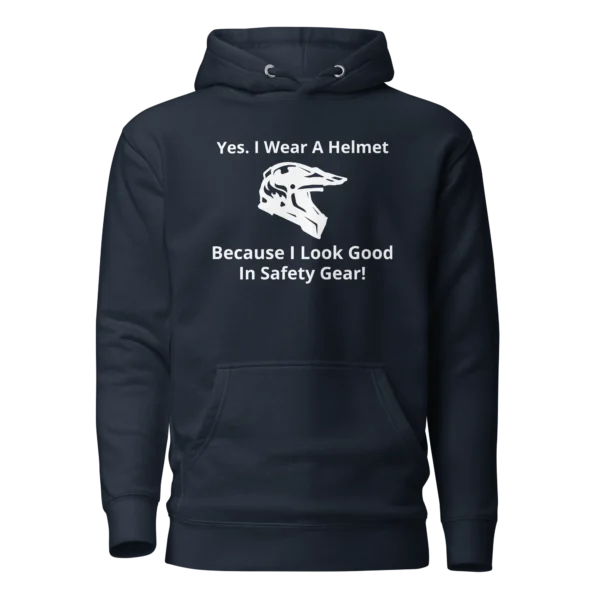 E-Scooter Graphic Hoodie: I Look Good In Safety Gear (Navy Blue)