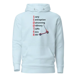 E-Scooter Graphic Hoodie: SCOOTER Acronym (Sky Blue)