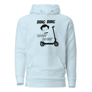 E-Scooter Graphic Hoodie: BAND BANG SCOOT SCOOT (Sky Blue)