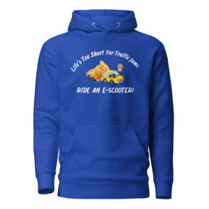 E-Scooter Graphic Hoodie: Lie's Too Short For Traffic Jams (Royal Blue)