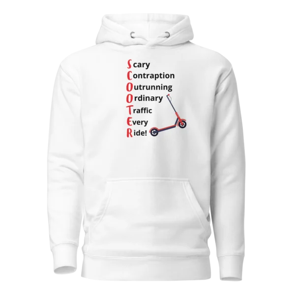 E-Scooter Graphic Hoodie: SCOOTER Acronym (White)