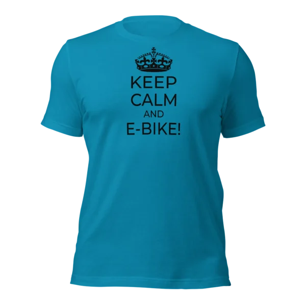 Funny T-Shirt: Keep Calm And E-Bike (Aqua)