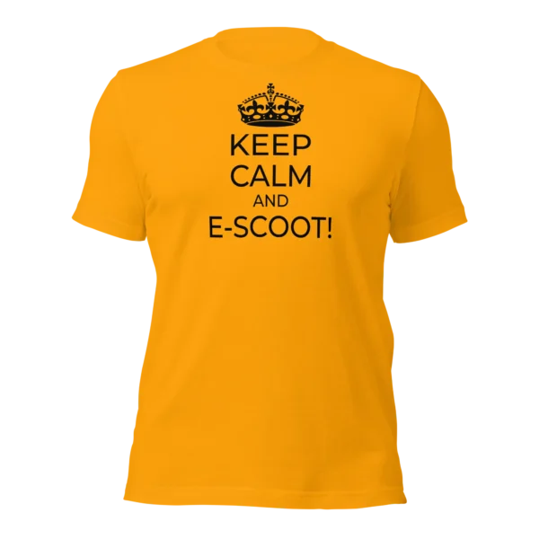 Funny e-scooter T-Shirt: Keep Calm And E-Scoot! (Gold)