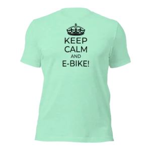 Funny T-Shirt: Keep Calm And E-Bike (Mint Green)