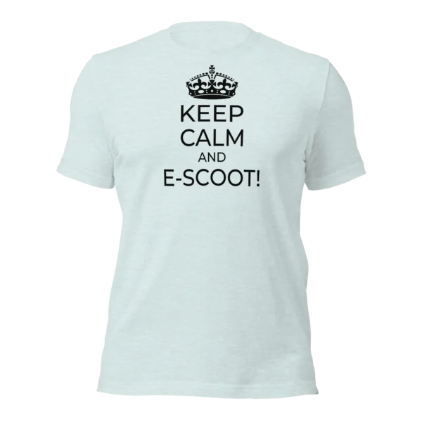 Funny e-scooter T-Shirt: Keep Calm And E-Scoot! (Ice Blue)