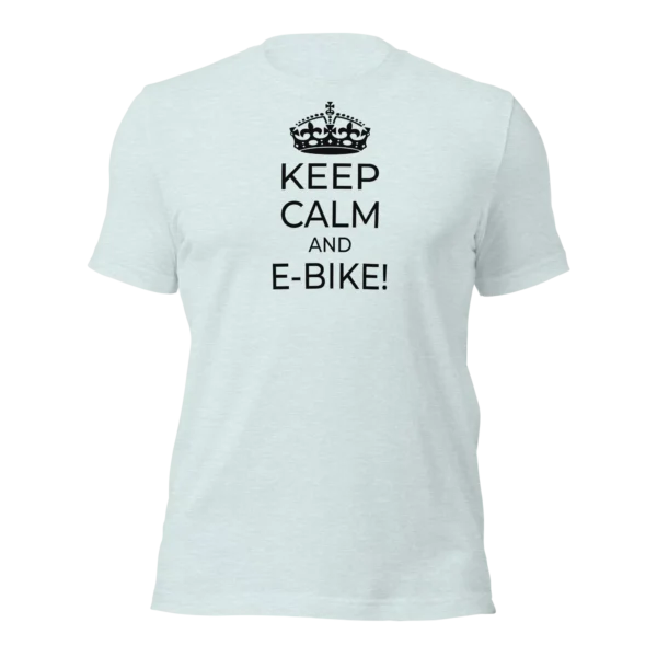 Funny T-Shirt: Keep Calm And E-Bike (Ice Blue)