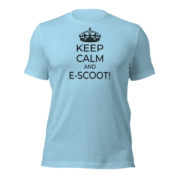 Funny e-scooter T-Shirt: Keep Calm And E-Scoot! (Ocean Blue)