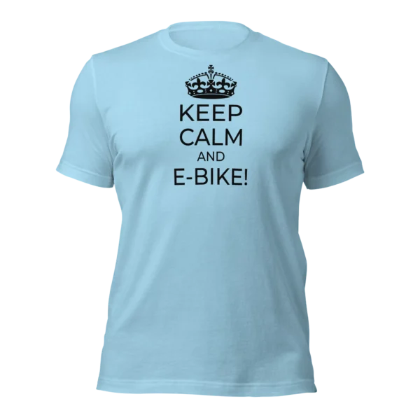 Funny T-Shirt: Keep Calm And E-Bike (Ocean Blue)