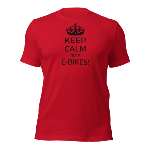 Funny T-Shirt: Keep Calm Ride E-Bikes (Red)