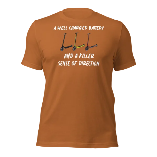 Funny T-Shirt: Well Charged battery, Killer Sense Of Direction (Toast)
