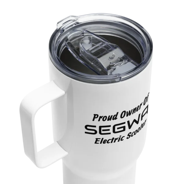 White Stainless Steel Travel Mug: Proud Owner Of SEGWAY Electric Scooter leakproof lid