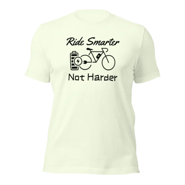 Funny E-Bike T-Shirt: Ride Smarter...Not Harder In Citron Color