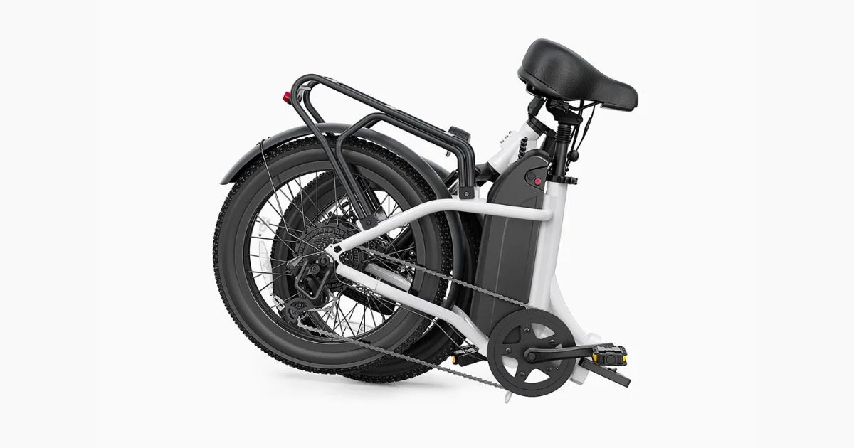 DYU C9 e-bike folded and ready for storage